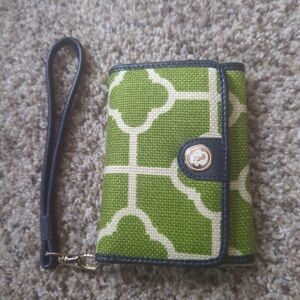 Spartina Daufuskie Island Small Wristlet/Wallet-Green Blue Print